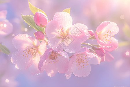 粉色的春日花朵背景图片