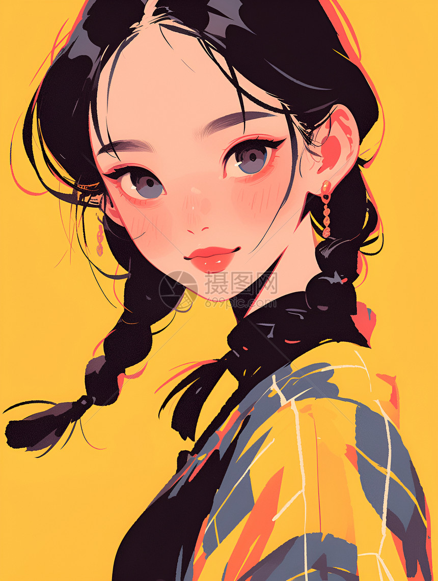 活力少女插画图片