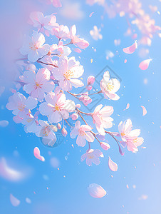 宏观樱花春景粉色樱花盛放的梦幻春景插画