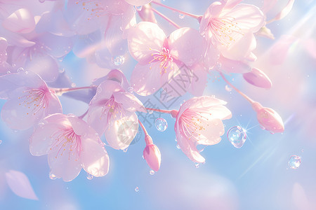 春日粉樱绽放的绚丽背景图片