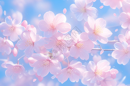 拜天公春天公园里的粉色樱花插画