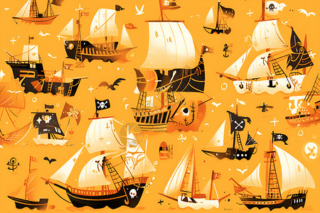 里约壁纸阳光里的海盗船插画