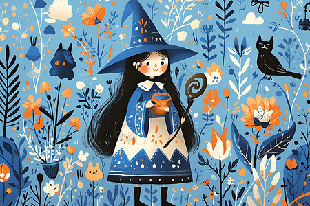 花园中的小巫师背景图片