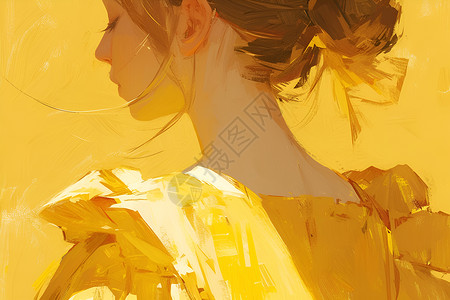 阳光里的黄裙女子背景图片