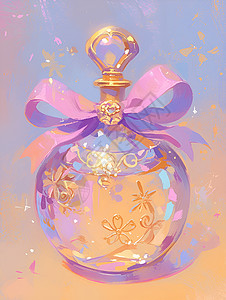 香水瓶子梦幻紫色香水瓶插画