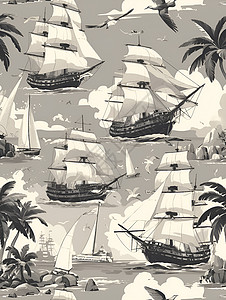 海面上的帆船背景图片
