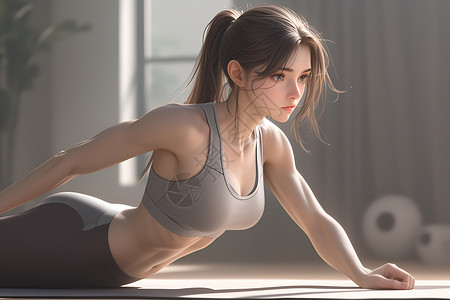 女子锻炼瑜伽锻炼的女子插画