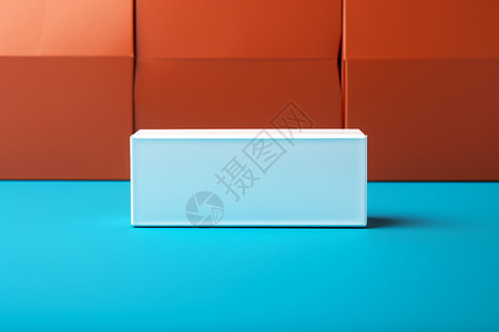 蓝色地板上的白色盒子背景图片