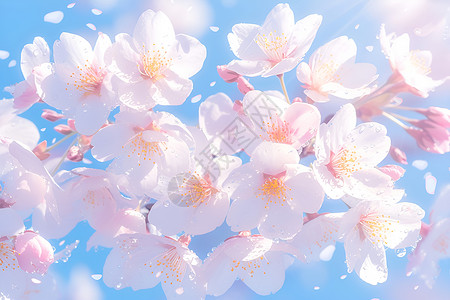 浪漫的粉色樱花背景图片