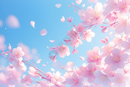 露珠花瓣春日盛放的樱花背景