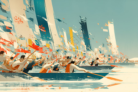 龙舟竞赛的动感场景背景图片