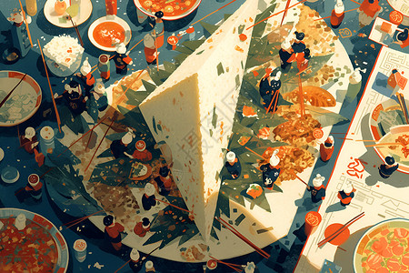 好看的三角粽子传统美食三角粽子插画