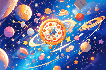 星球披萨背景图片