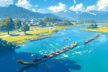 传统节日赛龙舟背景图片