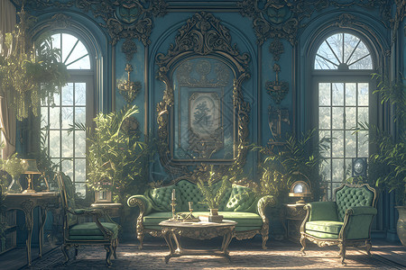 复古风的客厅背景图片