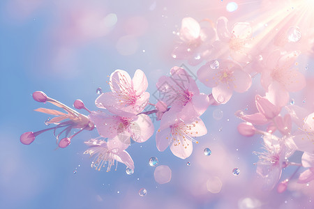柔和色彩的樱花背景图片