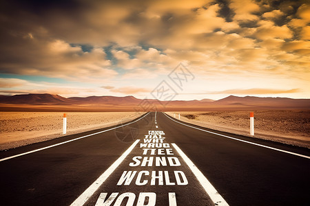 沙漠中的交通道路高清图片