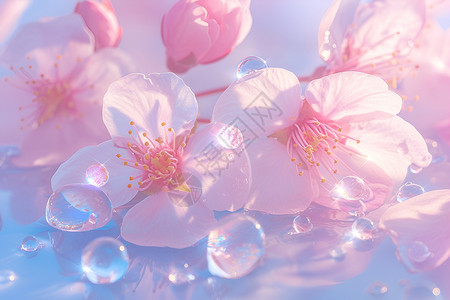 粉色樱花盛开背景图片