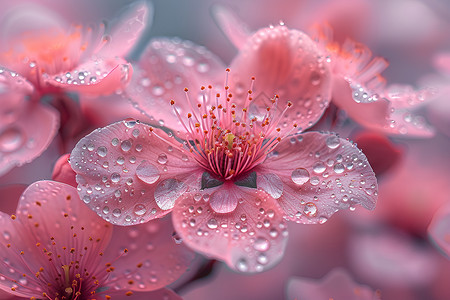 绽放春日的粉色樱花背景图片