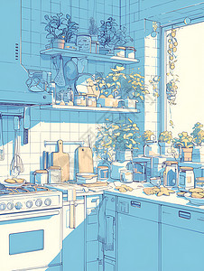 温馨的厨房背景图片