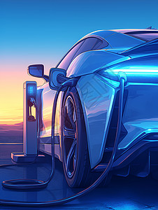 充电的新能源车辆插图背景图片