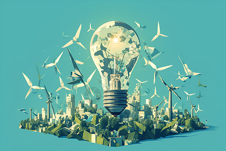 城市展示城市中的能源灯泡插图插画