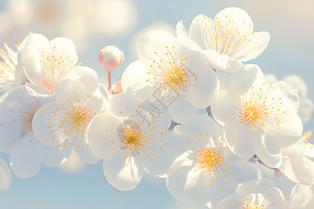 盛开的白梅花背景图片