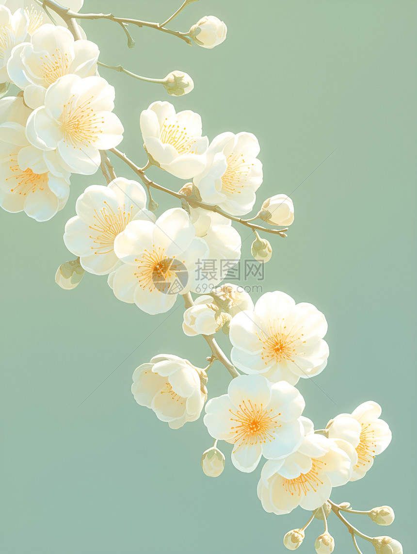 盛开的白色花朵图片