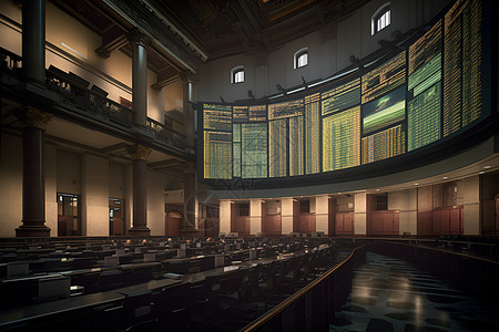 股票电脑商业交易大厅里的投屏背景