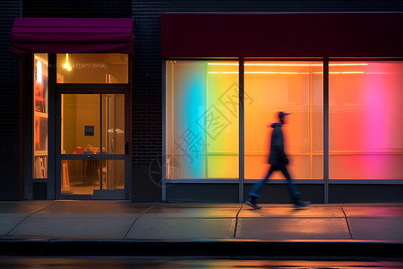 彩虹之路商店里的彩虹橱窗背景