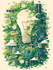光能源光与绿色共生插画