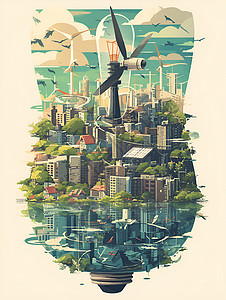未来可持续能源的城市背景图片