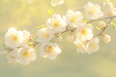 白花盛开的美景背景图片