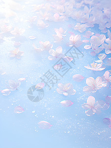 湖畔的花瓣飘落背景图片