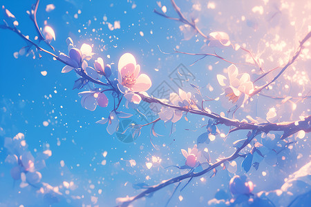 花瓣和雪花飞舞背景图片