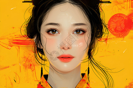 古典优雅优雅的中国女子插画