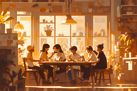 温馨咖啡馆的顾客背景图片