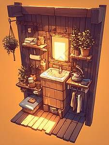 温馨的小木屋插画背景图片