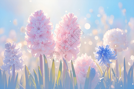 春天的粉色风信子花海高清图片