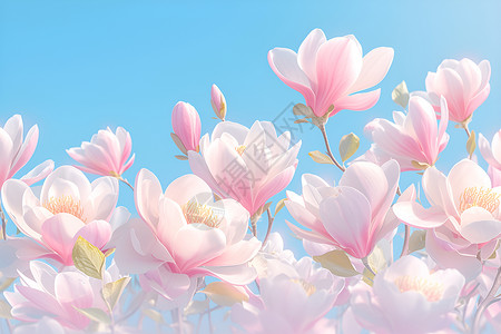 盛开的粉色玉兰花高清图片