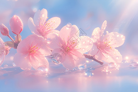 春天花开粉色桃花背景图片