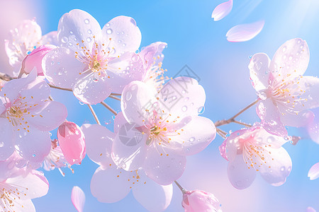 粉色桃花绽放背景图片