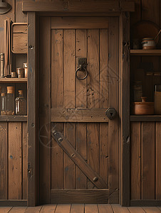 小屋的木门背景图片