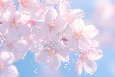 粉色樱花盛开的公园背景图片