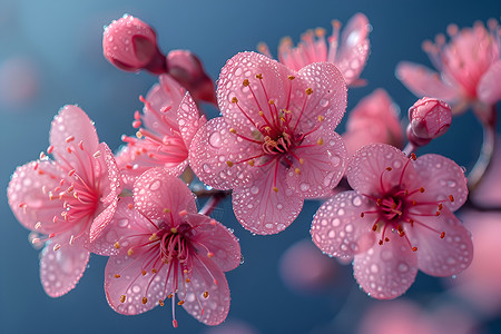 浪漫初春樱花盛开背景图片