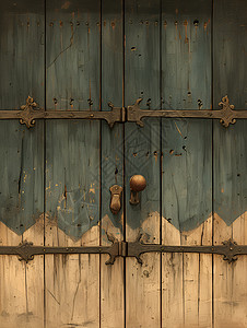 木门与铜锁背景图片