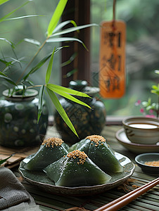 传统美味的粽子背景图片