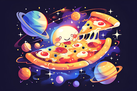宇宙上的披萨背景图片