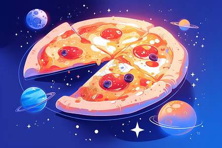 宇宙中的披萨背景图片