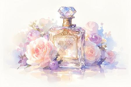 logo墙展示绘画的奢侈香水插画
